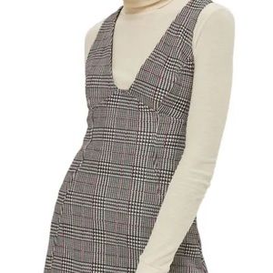 TOPSHOP Plaid Pinafore Dress Size 8